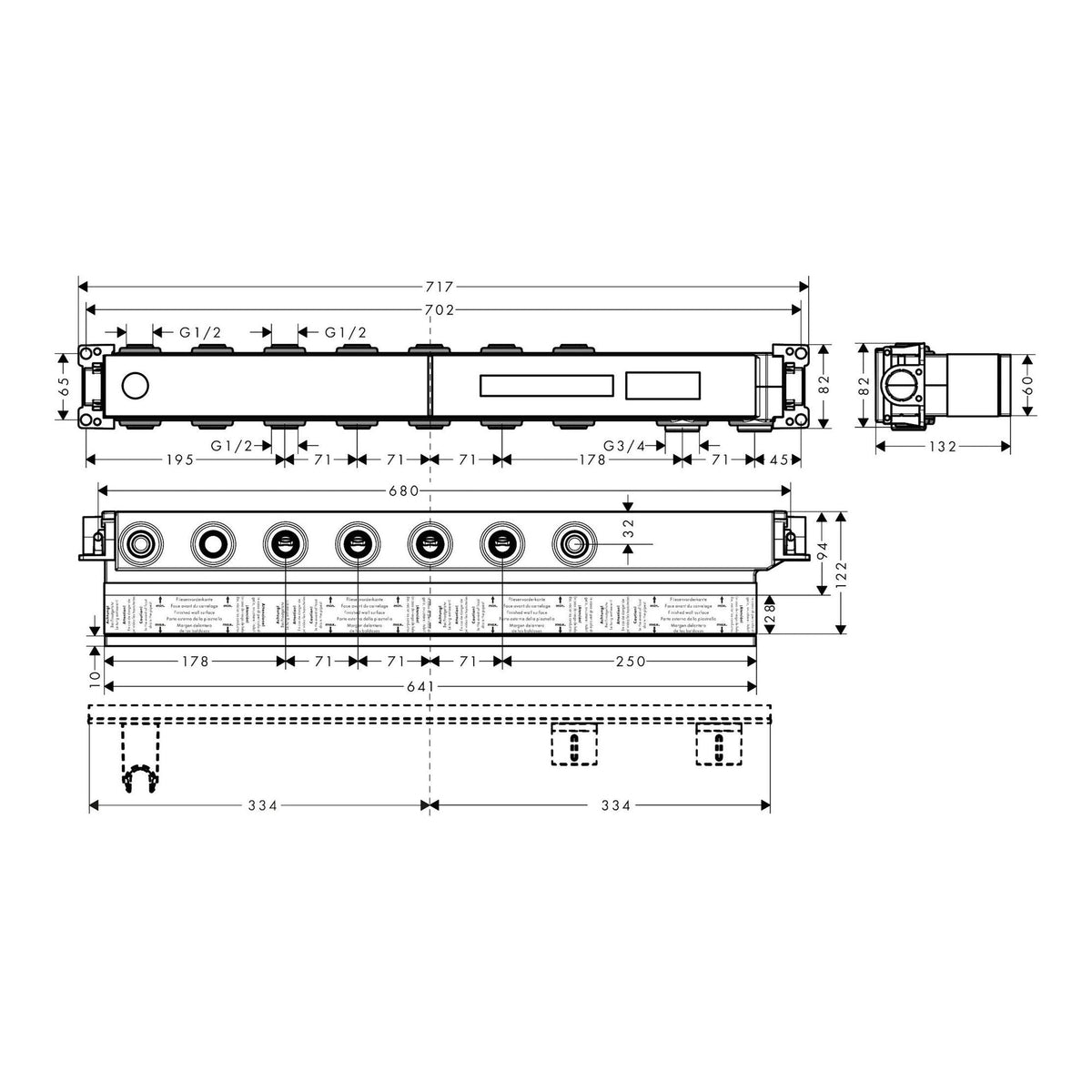 AXOR Basic set for thermostatic module Select for 5 functions 18313 technical 01