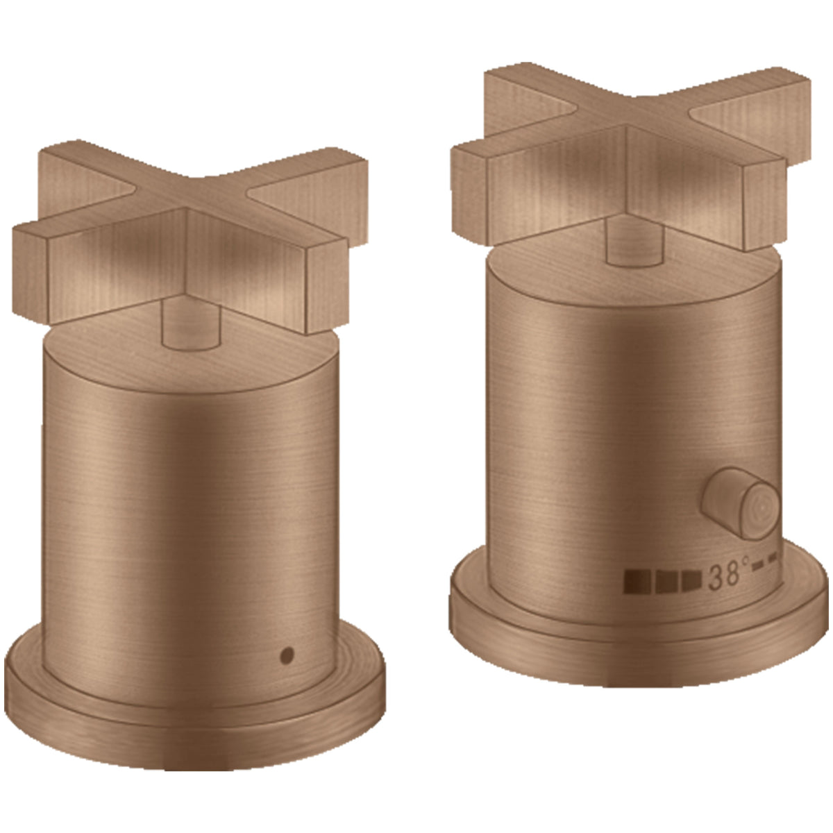 AXOR-Citterio-2-hole-rim-mounted-thermostatic-bath-mixer-with-cross-handles-Brushed-Red-Gold