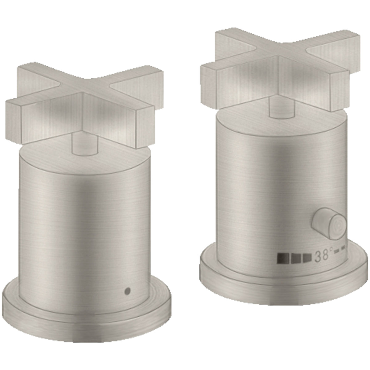 AXOR-Citterio-2-hole-rim-mounted-thermostatic-bath-mixer-with-cross-handles-Stainless-Steel-Optic