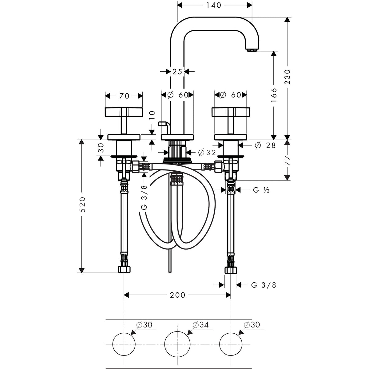 AXOR-Citterio-3-hole-basin-mixer-170-with-spout-140-mm-cross-handles-escutcheons-and-pop-up-waste-set-39133-technical-01
