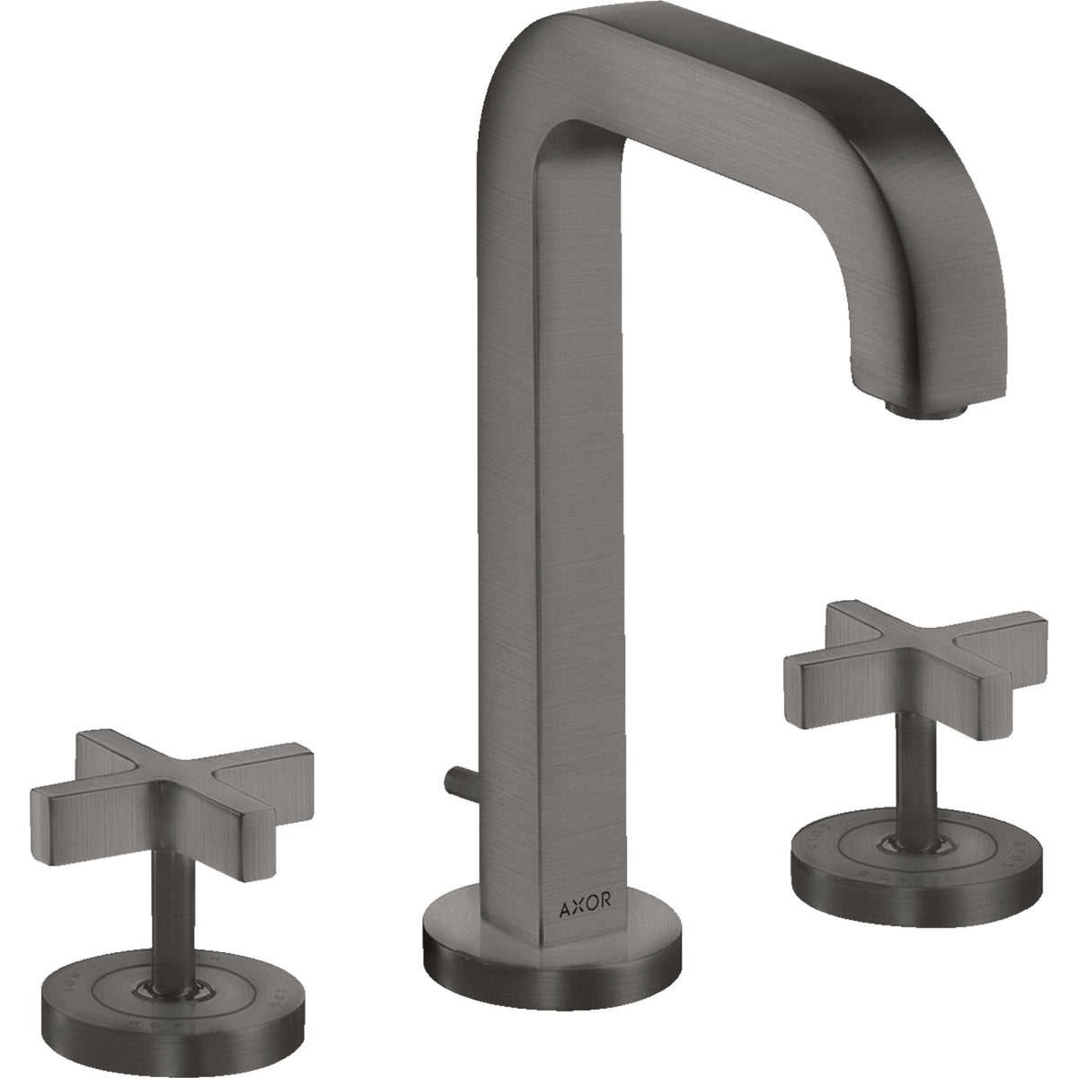 AXOR-Citterio-3-hole-basin-mixer-170-with-spout-140-mm-cross-handles-escutcheons-and-pop-up-waste-set-Brushed-Black-Chrome-39133340