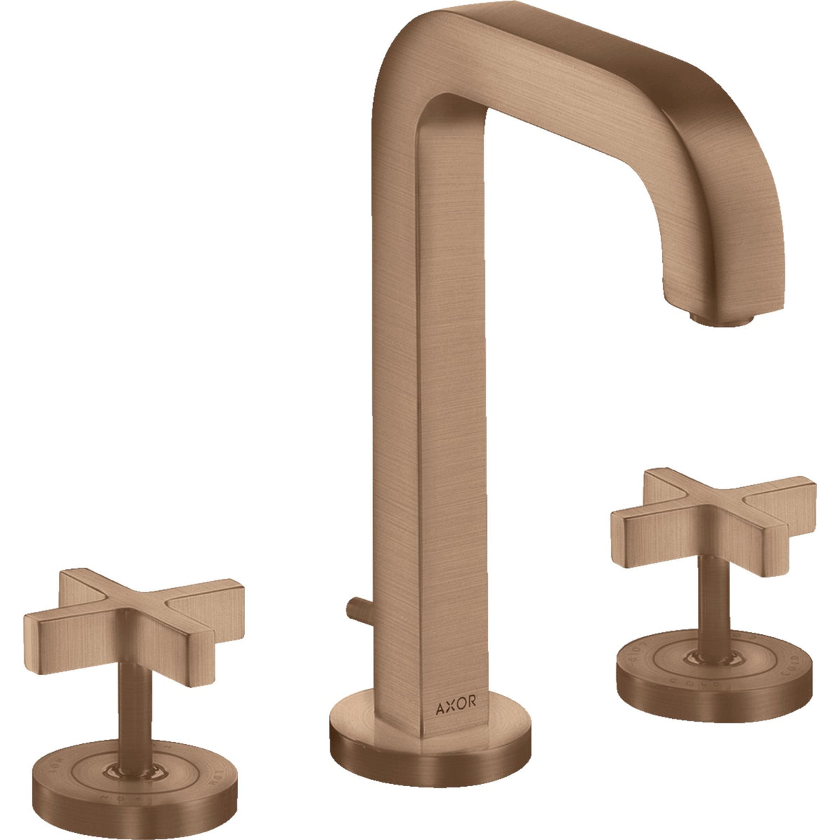 AXOR-Citterio-3-hole-basin-mixer-170-with-spout-140-mm-cross-handles-escutcheons-and-pop-up-waste-set-Brushed-Red-Gold-39133310