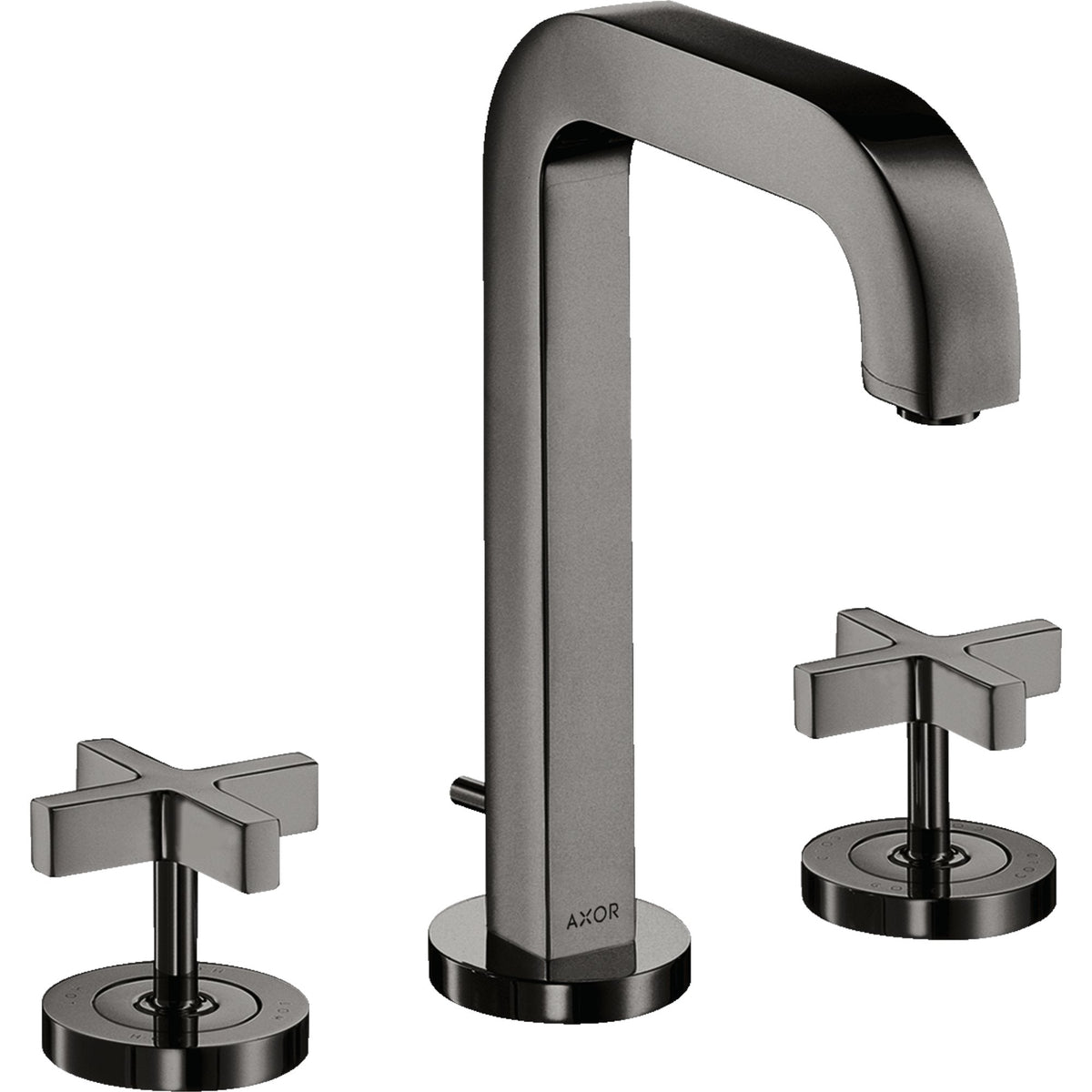 AXOR-Citterio-3-hole-basin-mixer-170-with-spout-140-mm-cross-handles-escutcheons-and-pop-up-waste-set-Polished-Black-Chrome-39133330