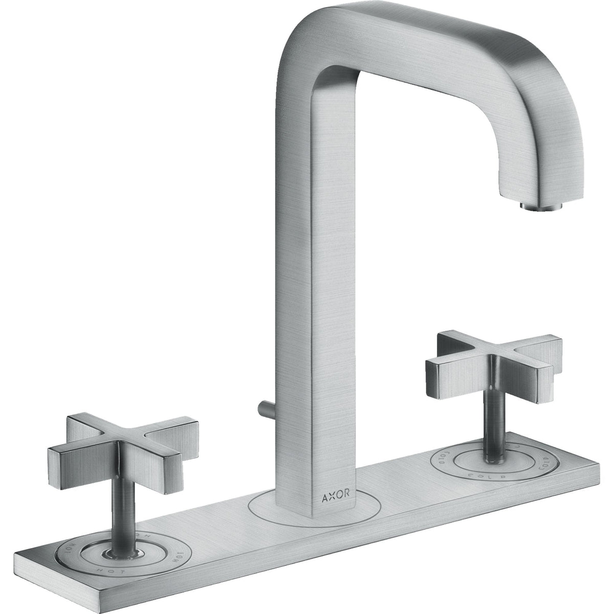 AXOR-Citterio-3-hole-basin-mixer-170-with-spout-140-mm-cross-handles-plate-and-pop-up-waste-set-Brushed-Chrome-39134260