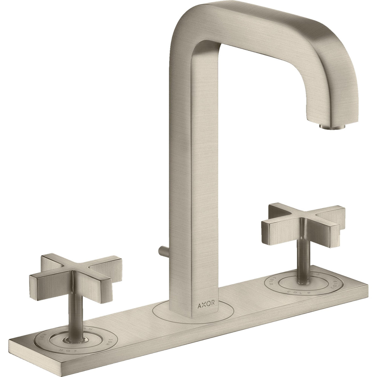 AXOR-Citterio-3-hole-basin-mixer-170-with-spout-140-mm-cross-handles-plate-and-pop-up-waste-set-Brushed-Nickel-39134820