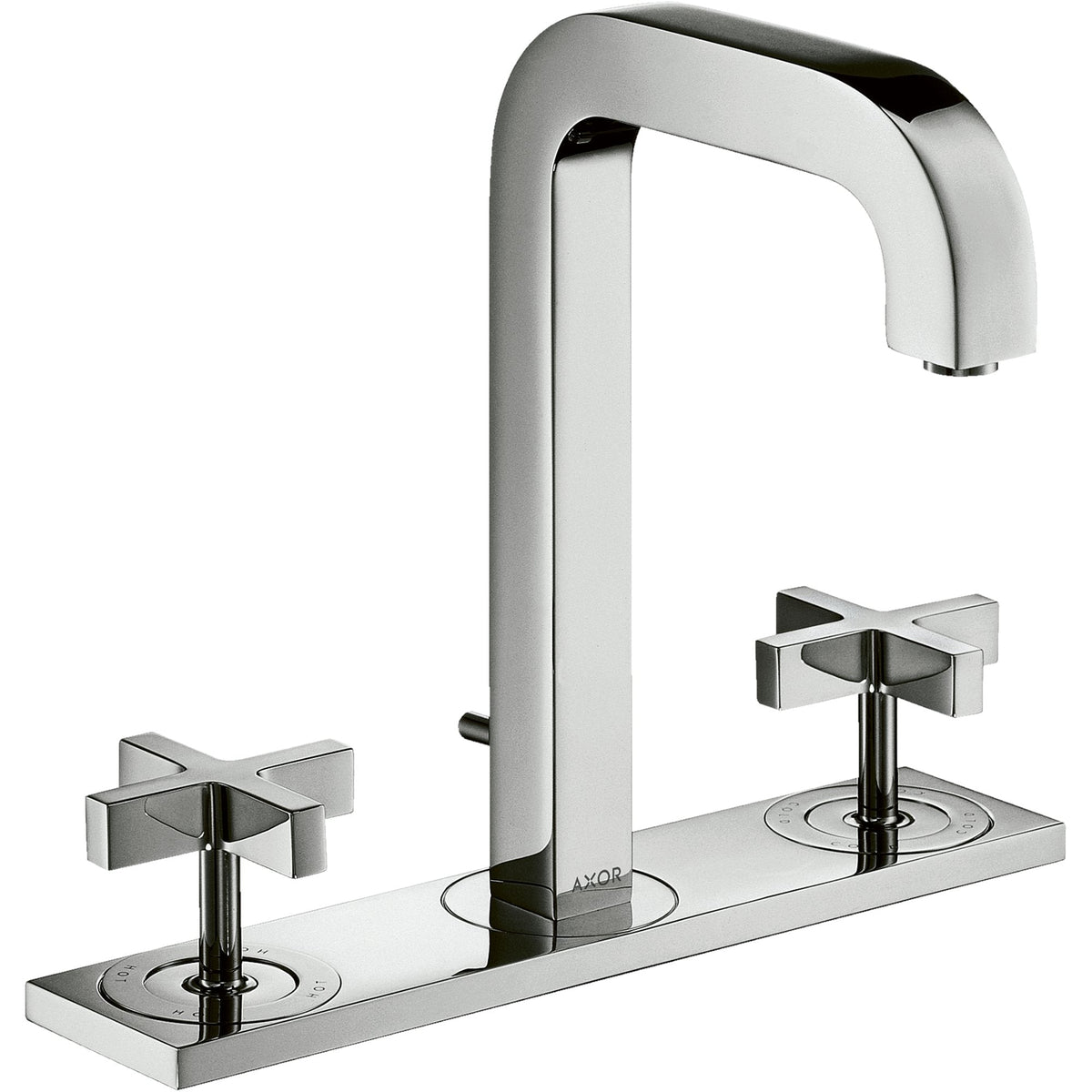 AXOR-Citterio-3-hole-basin-mixer-170-with-spout-140-mm-cross-handles-plate-and-pop-up-waste-set-Chrome-39134000