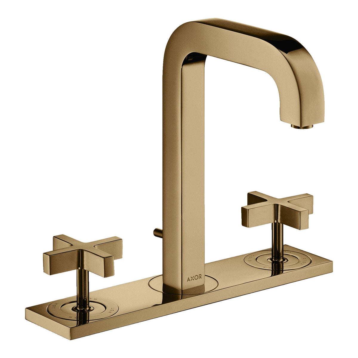 AXOR-Citterio-3-hole-basin-mixer-170-with-spout-140-mm-cross-handles-plate-and-pop-up-waste-set-Polished-Bronze-39134130