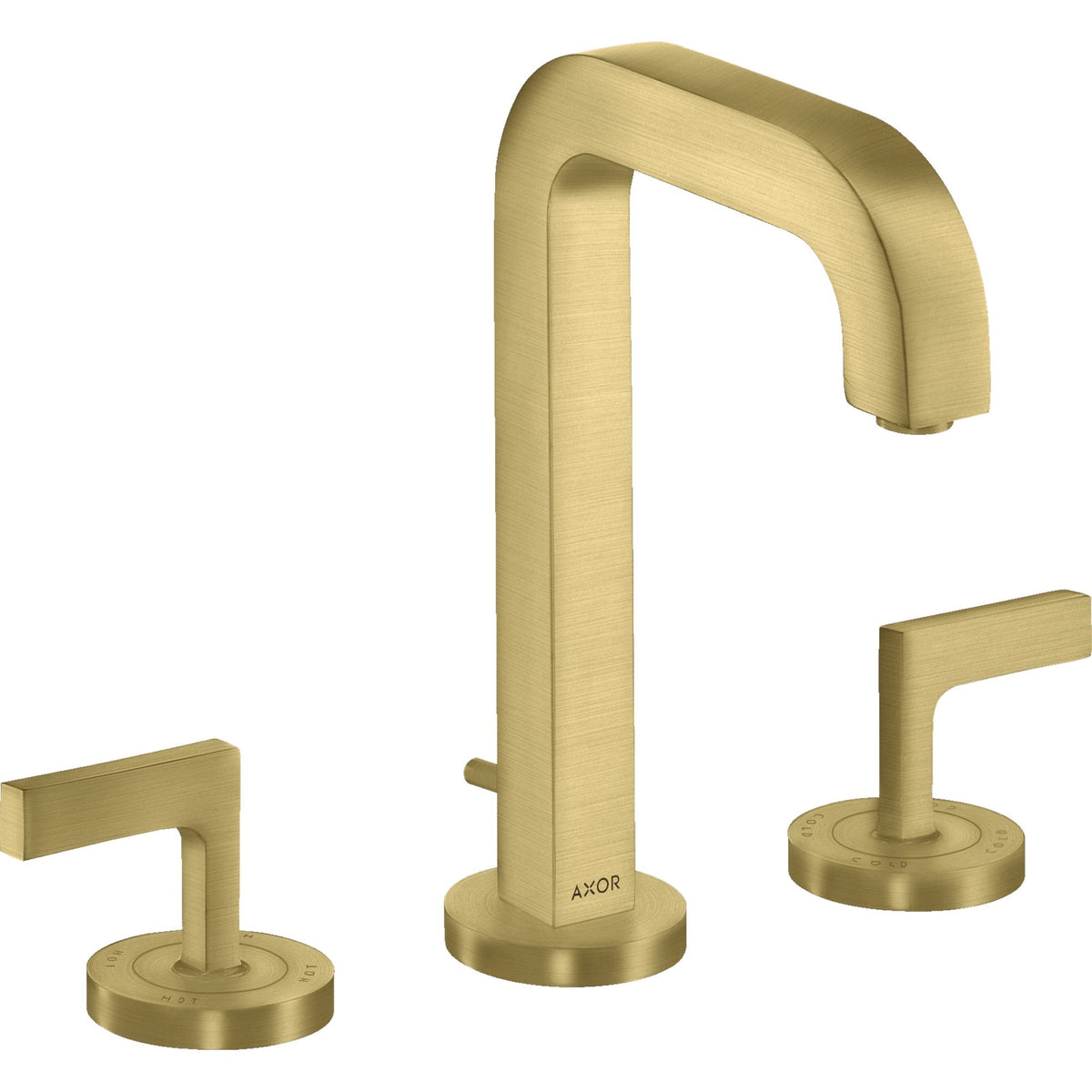 AXOR-Citterio-3-hole-basin-mixer-170-with-spout-140-mm-lever-handles-escutcheons-and-pop-up-waste-set-Brushed-Brass-39135950