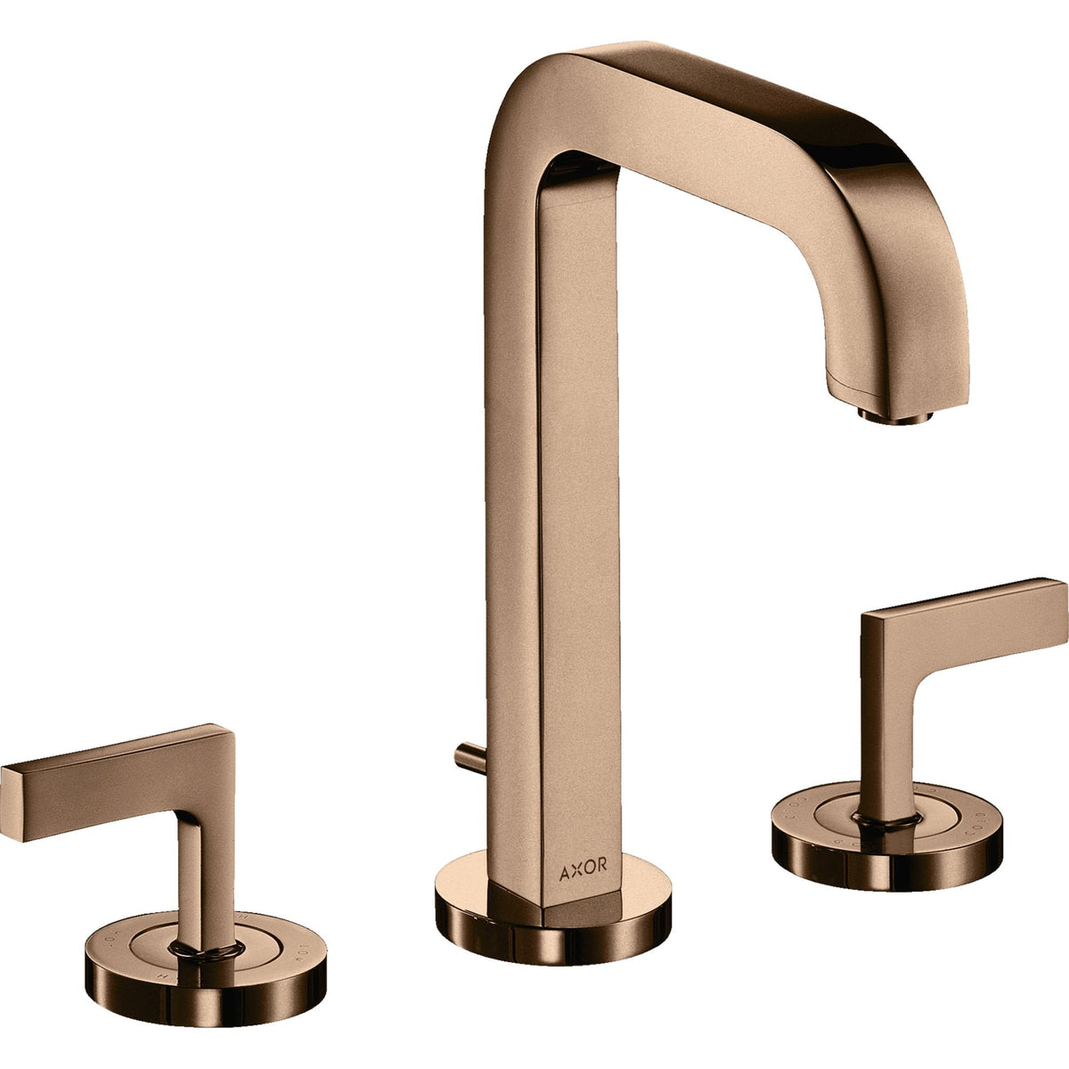 AXOR-Citterio-3-hole-basin-mixer-170-with-spout-140-mm-lever-handles-escutcheons-and-pop-up-waste-set-Polished-Red-Gold-39135300