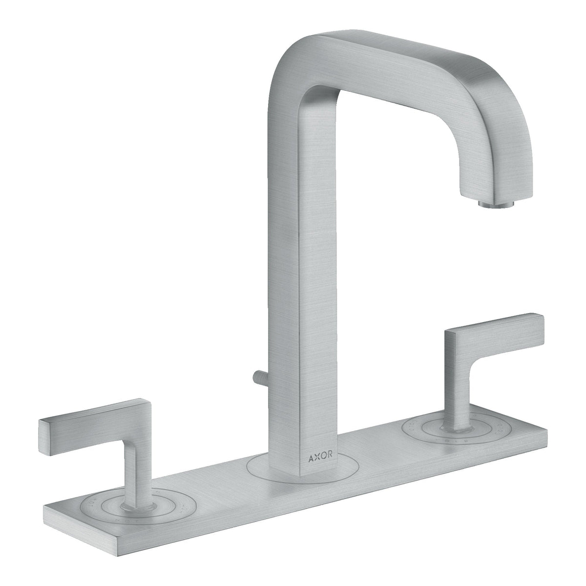 AXOR-Citterio-3-hole-basin-mixer-170-with-spout-140-mm-lever-handles-plate-and-pop-up-waste-set-Brushed-Chrome-39136260