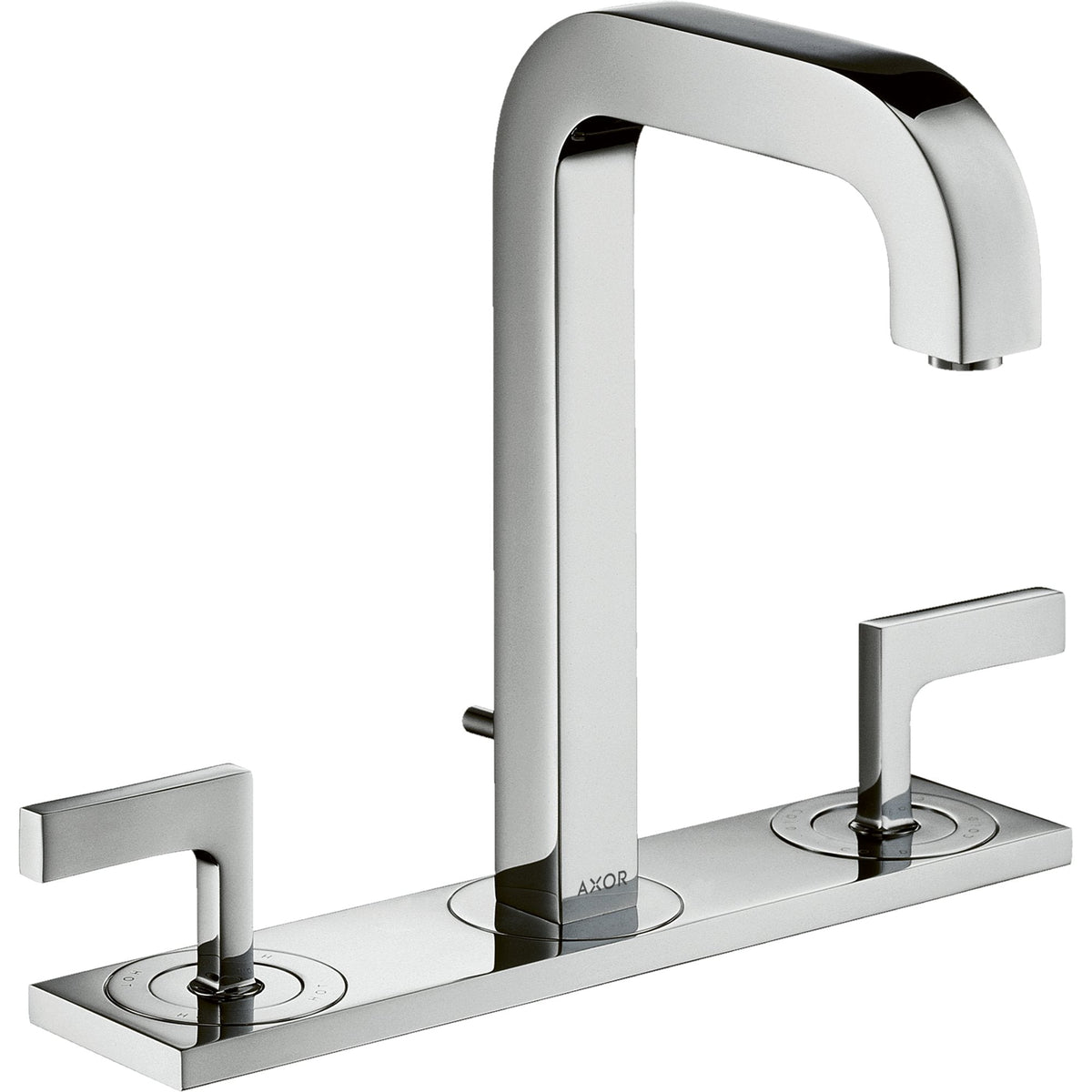 AXOR-Citterio-3-hole-basin-mixer-170-with-spout-140-mm-lever-handles-plate-and-pop-up-waste-set-Chrome-39136000