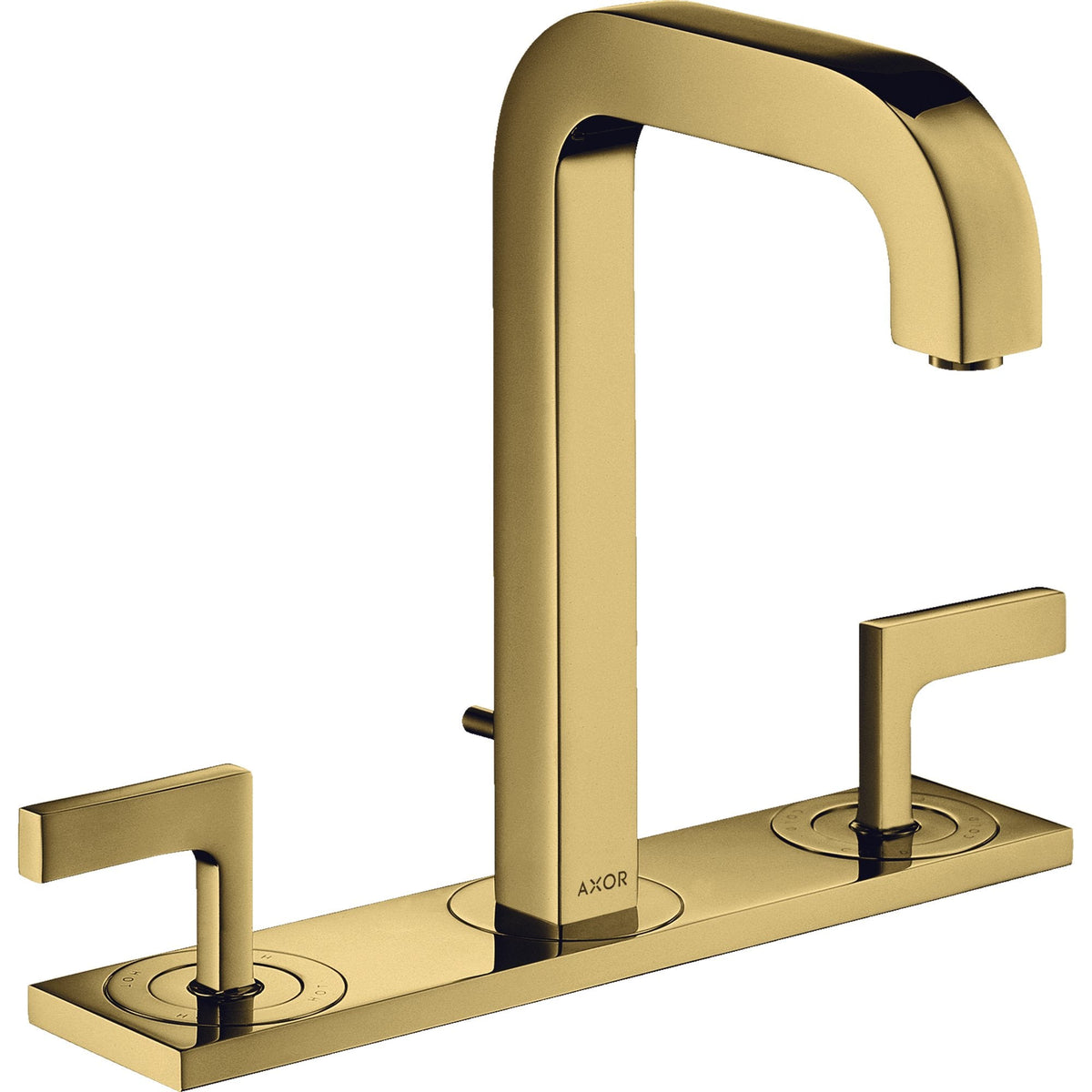 AXOR-Citterio-3-hole-basin-mixer-170-with-spout-140-mm-lever-handles-plate-and-pop-up-waste-set-Polished-Gold-Optic-39136990