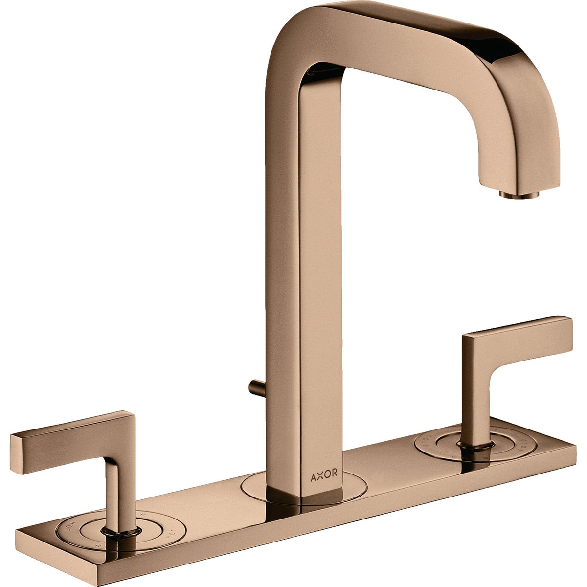 AXOR-Citterio-3-hole-basin-mixer-170-with-spout-140-mm-lever-handles-plate-and-pop-up-waste-set-Polished-Red-Gold-39136300