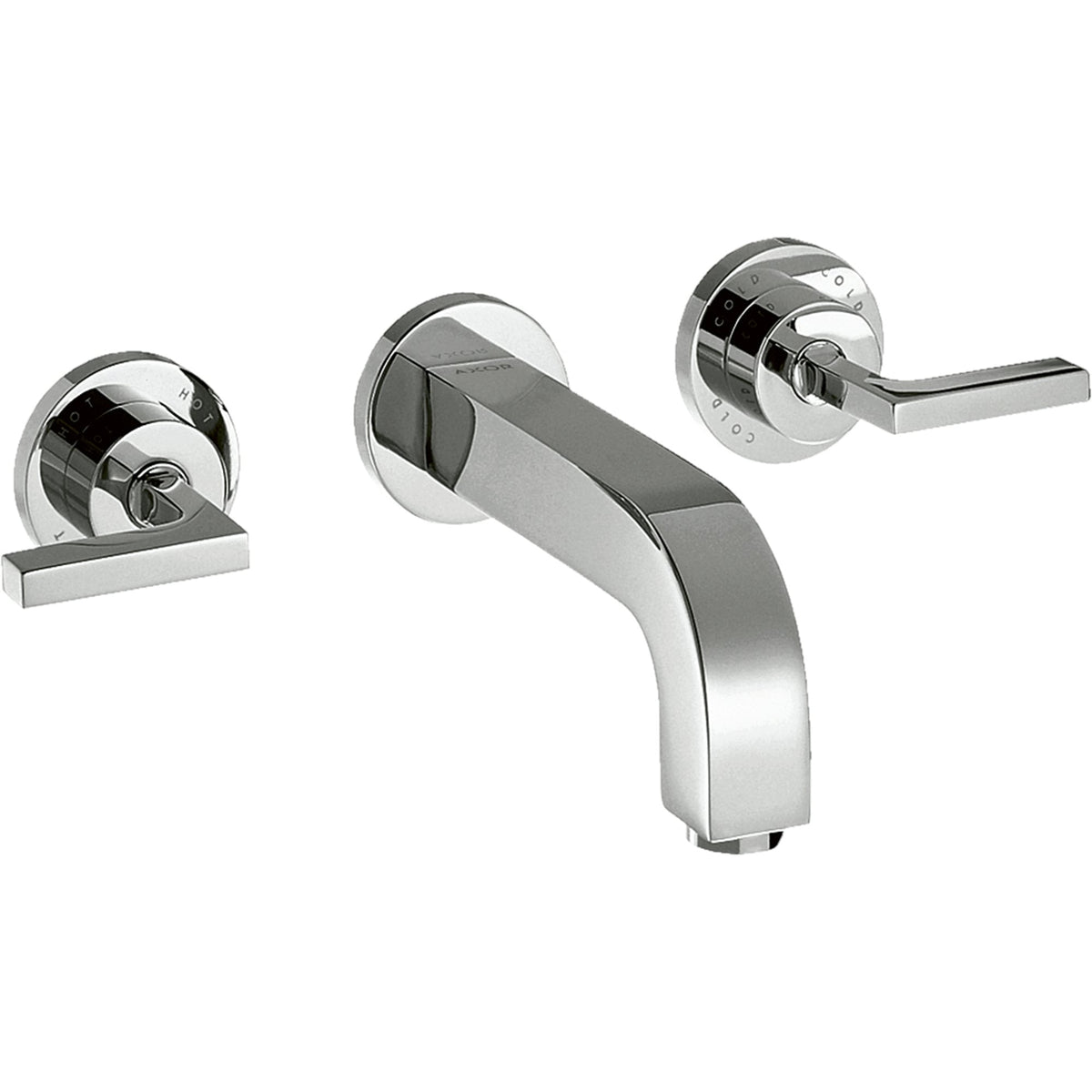 AXOR-Citterio-3-hole-basin-mixer-for-concealed-installation-wall-mounted-with-spout-222-mm-lever-handles-and-escutcheons-Chrome-39147000