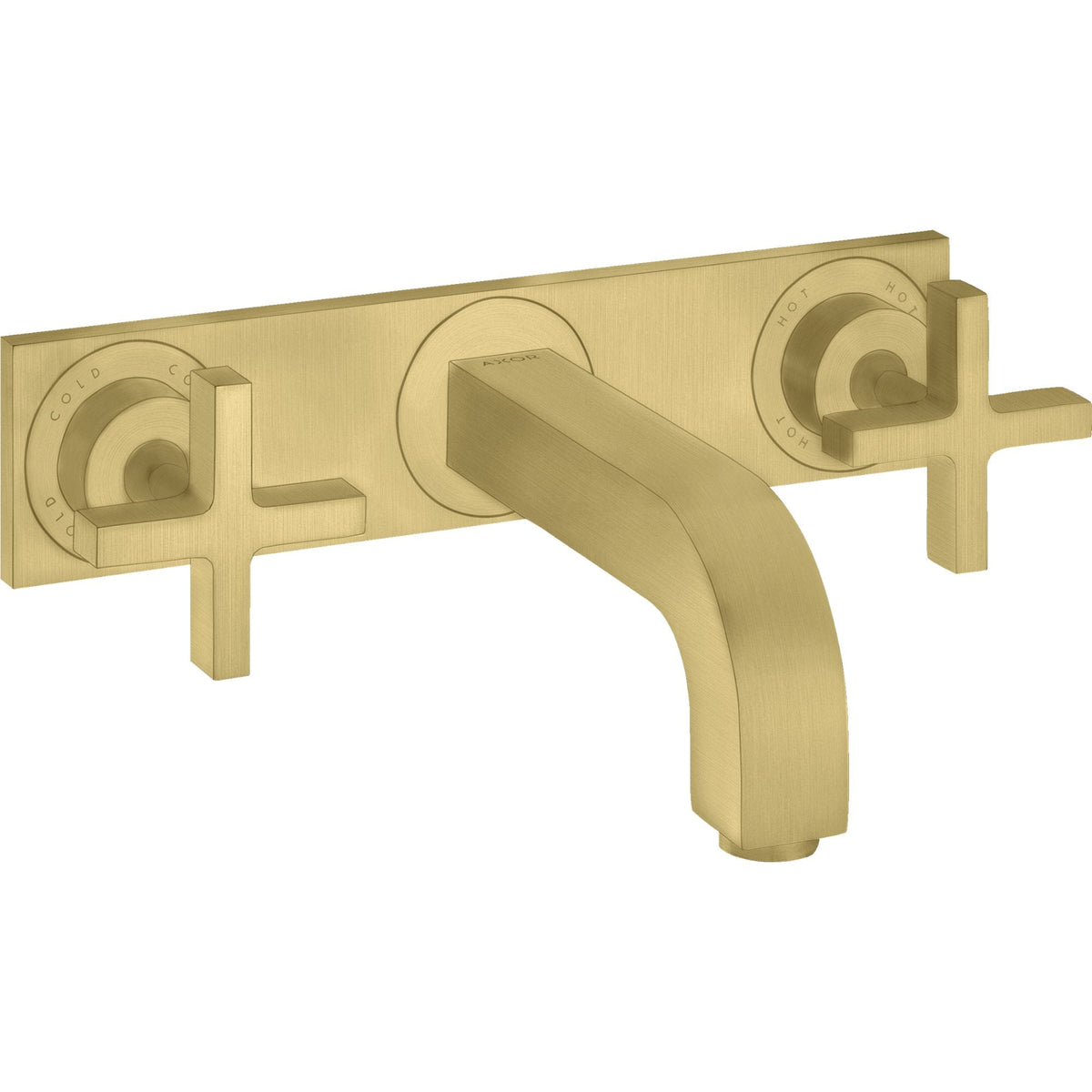AXOR-Citterio-3-hole-basin-mixer-for-concealed-installation-wall-mounted-with-spout-226-mm-cross-handles-and-plate-Brushed-Brass-39144950