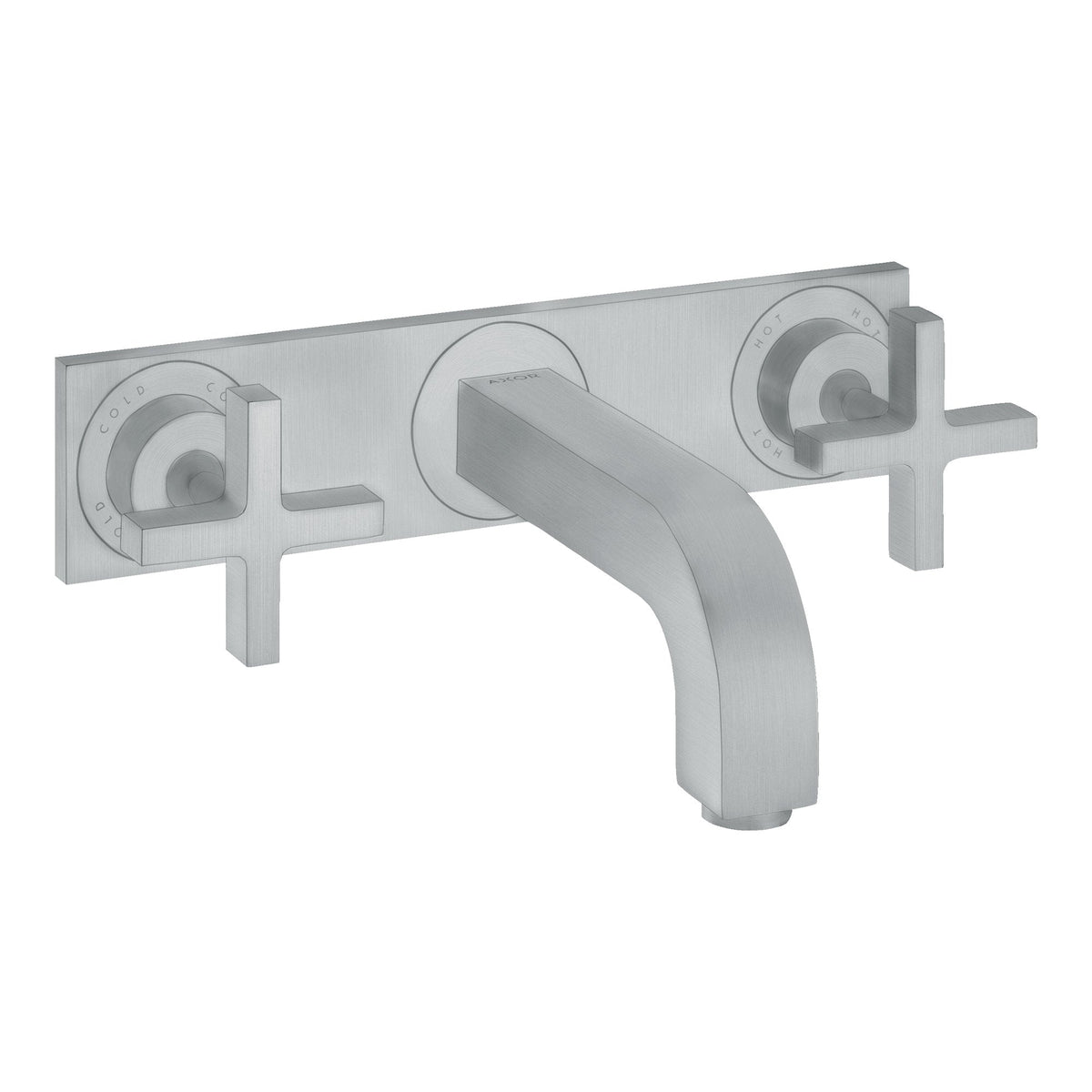 AXOR-Citterio-3-hole-basin-mixer-for-concealed-installation-wall-mounted-with-spout-226-mm-cross-handles-and-plate-Brushed-Chrome-39144260
