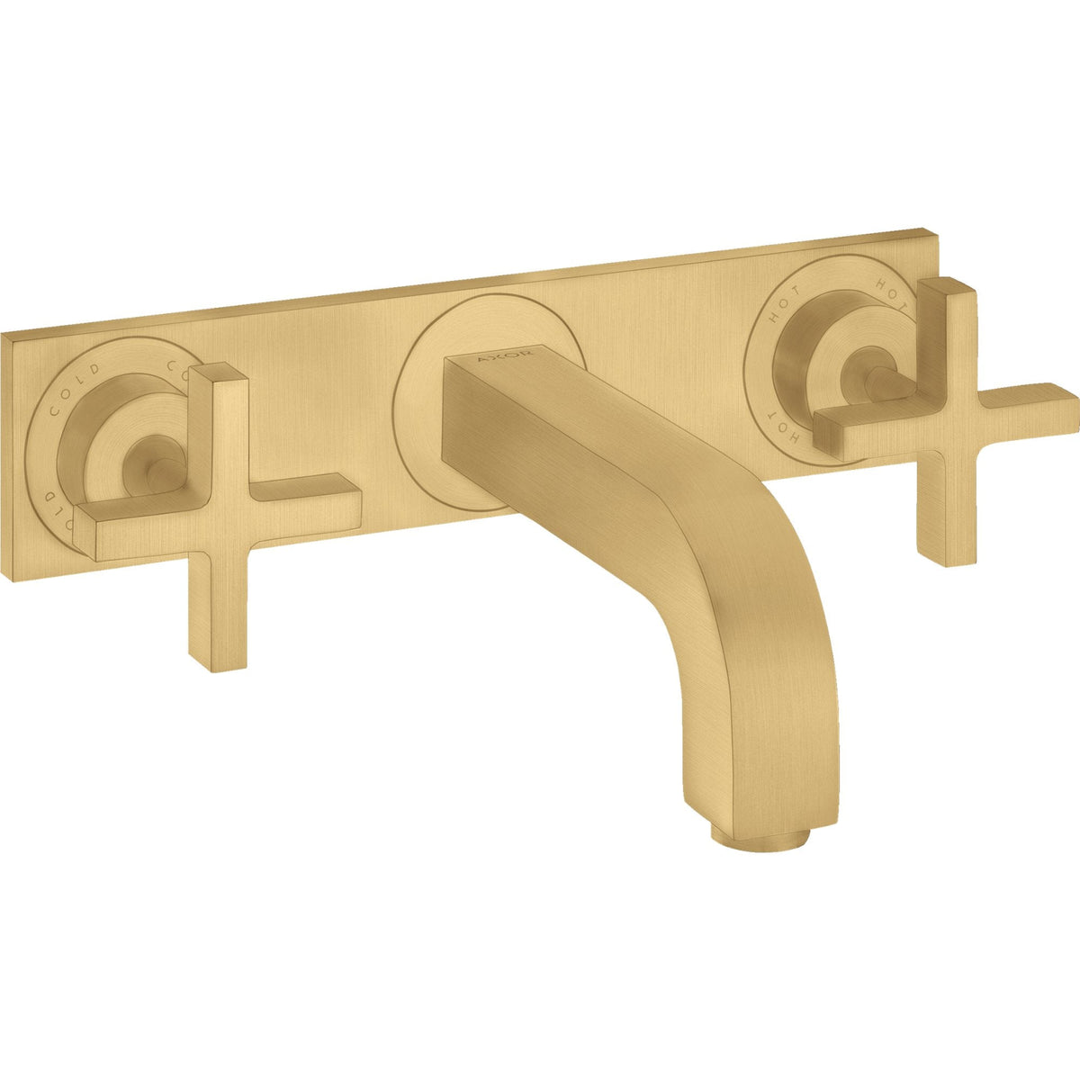AXOR-Citterio-3-hole-basin-mixer-for-concealed-installation-wall-mounted-with-spout-226-mm-cross-handles-and-plate-Brushed-Gold-Optic-39144250