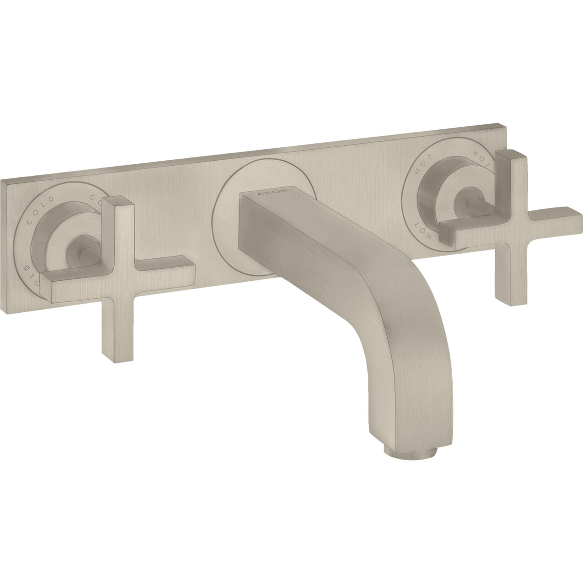 AXOR-Citterio-3-hole-basin-mixer-for-concealed-installation-wall-mounted-with-spout-226-mm-cross-handles-and-plate-Brushed-Nickel-39144820