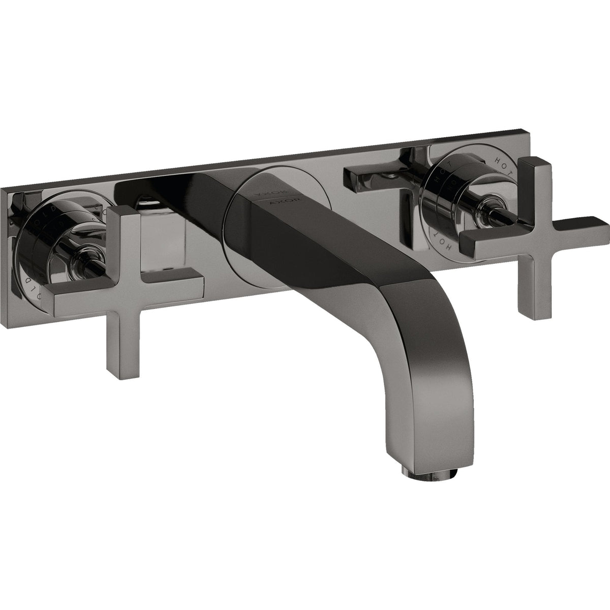 AXOR-Citterio-3-hole-basin-mixer-for-concealed-installation-wall-mounted-with-spout-226-mm-cross-handles-and-plate-Polished-Black-Chrome-39144330