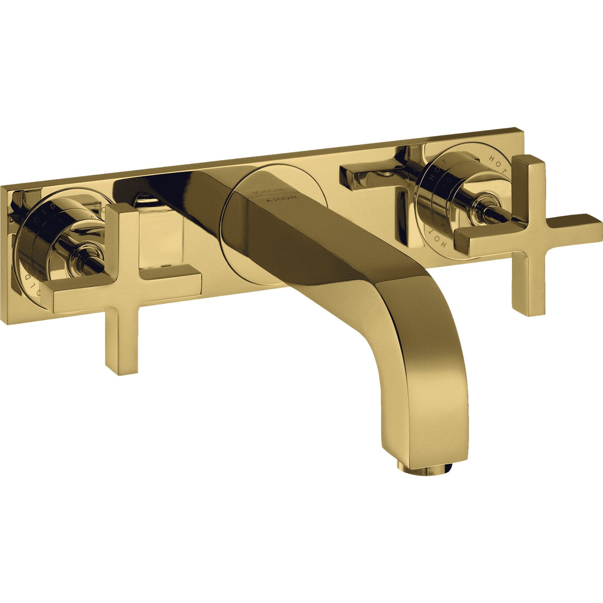 AXOR-Citterio-3-hole-basin-mixer-for-concealed-installation-wall-mounted-with-spout-226-mm-cross-handles-and-plate-Polished-Gold-Optic-39144990