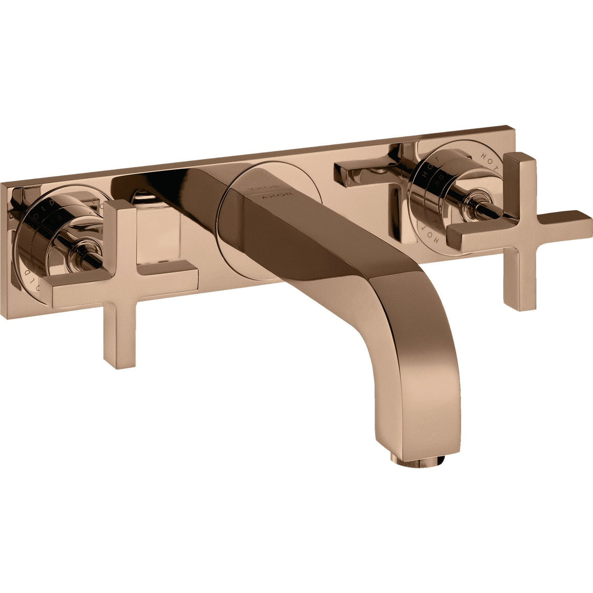AXOR-Citterio-3-hole-basin-mixer-for-concealed-installation-wall-mounted-with-spout-226-mm-cross-handles-and-plate-Polished-Red-Gold-39144300