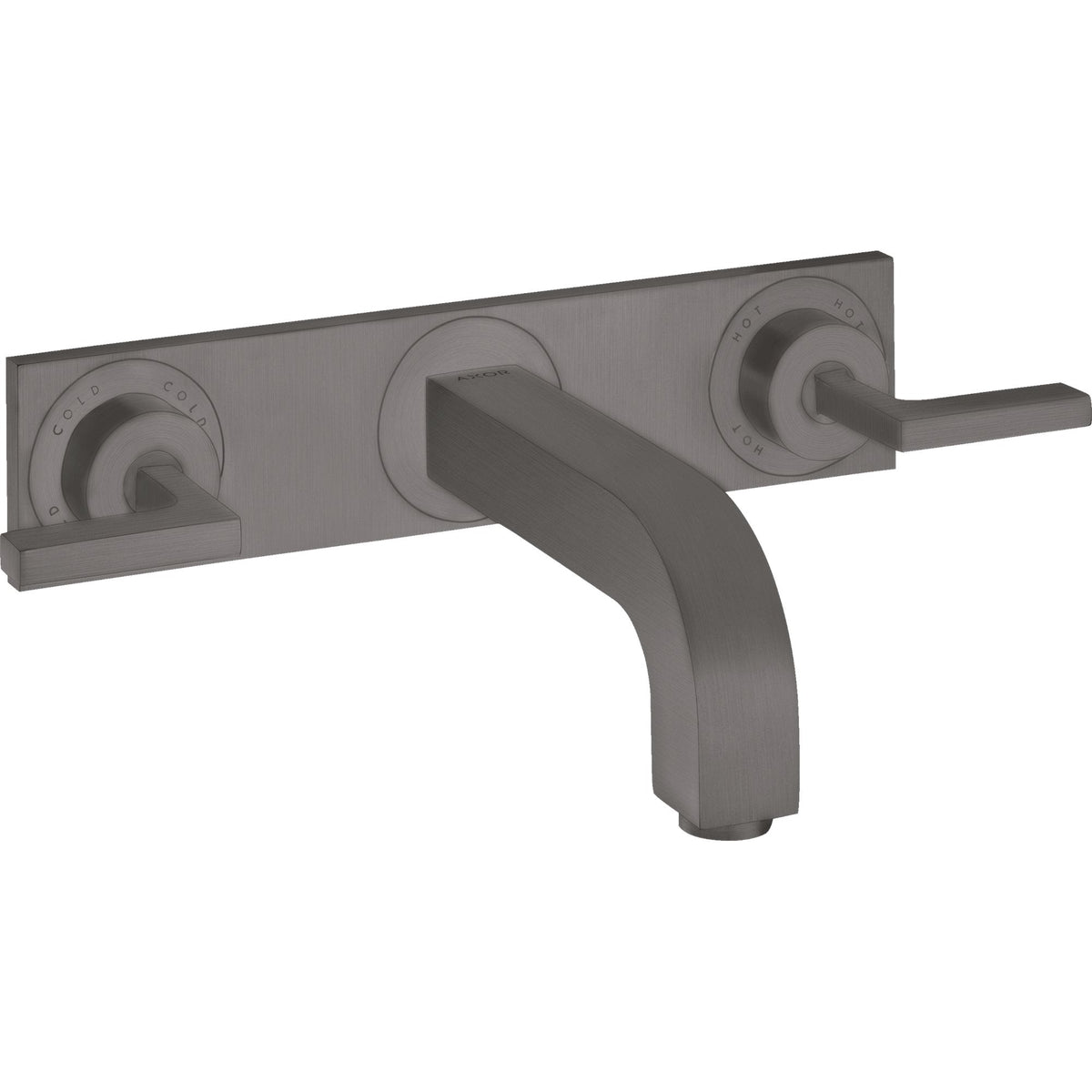AXOR-Citterio-3-hole-basin-mixer-for-concealed-installation-wall-mounted-with-spout-226-mm-lever-handles-and-plate-Brushed-Black-Chrome-39148340