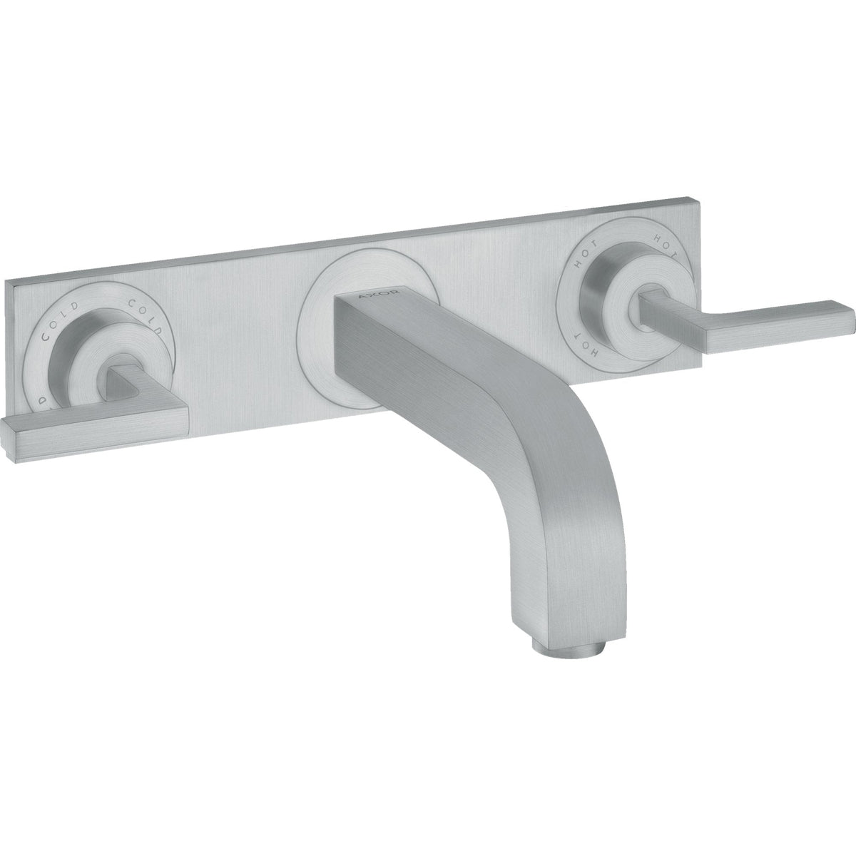 AXOR-Citterio-3-hole-basin-mixer-for-concealed-installation-wall-mounted-with-spout-226-mm-lever-handles-and-plate-Brushed-Chrome-39148260