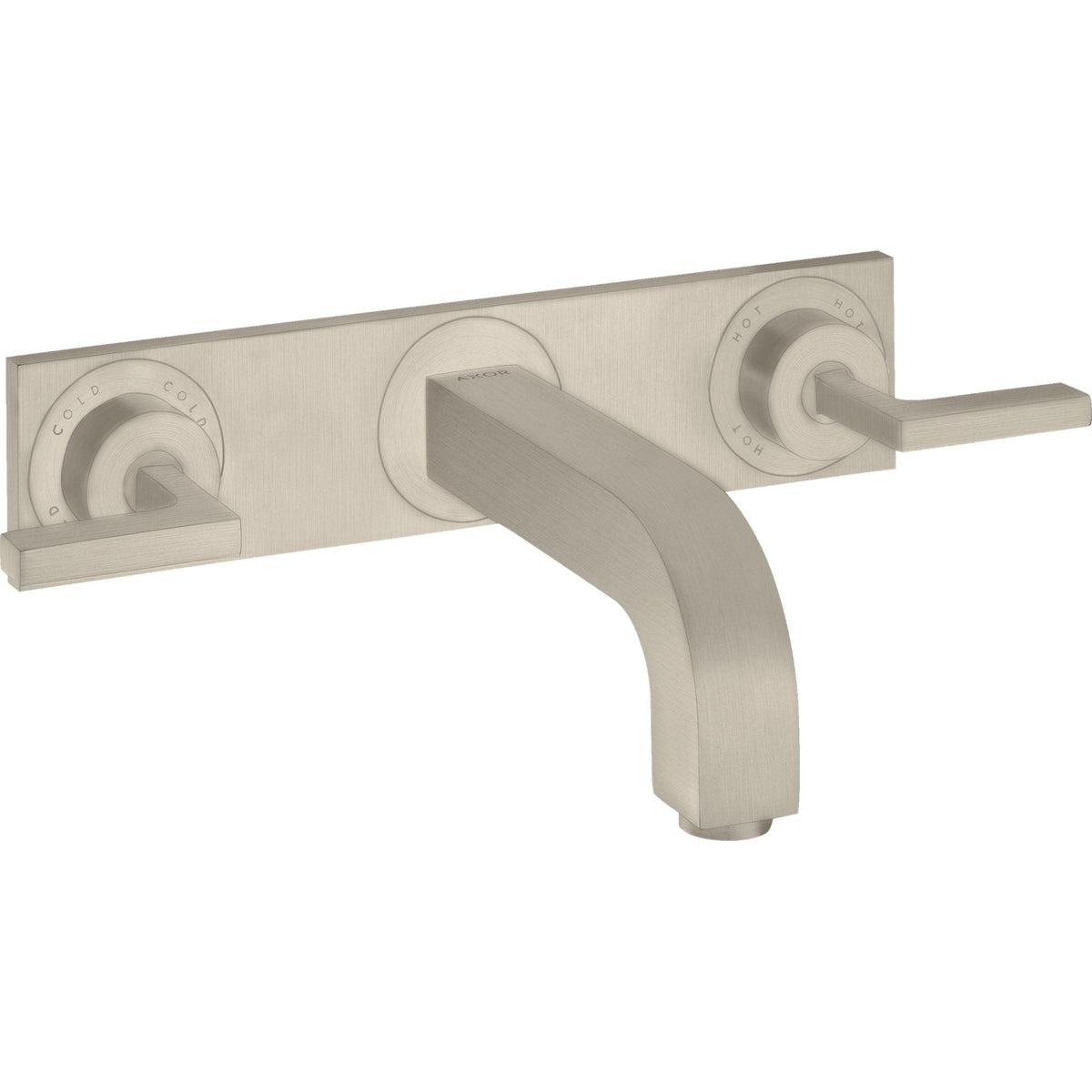 AXOR-Citterio-3-hole-basin-mixer-for-concealed-installation-wall-mounted-with-spout-226-mm-lever-handles-and-plate-Brushed-Nickel-39148820