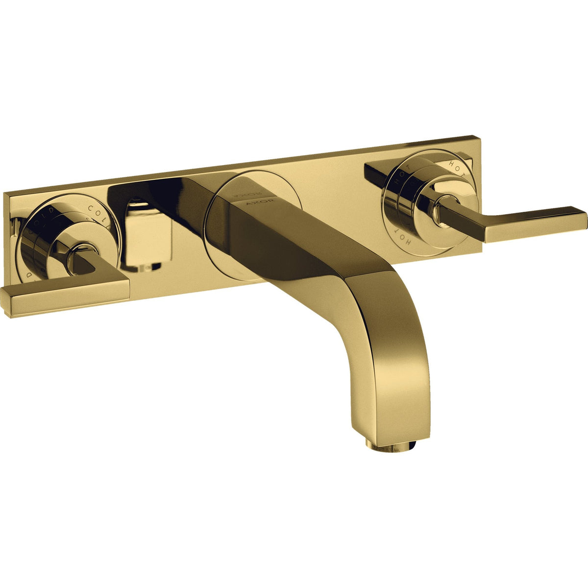 AXOR-Citterio-3-hole-basin-mixer-for-concealed-installation-wall-mounted-with-spout-226-mm-lever-handles-and-plate-Polished-Gold-Optic-39148990