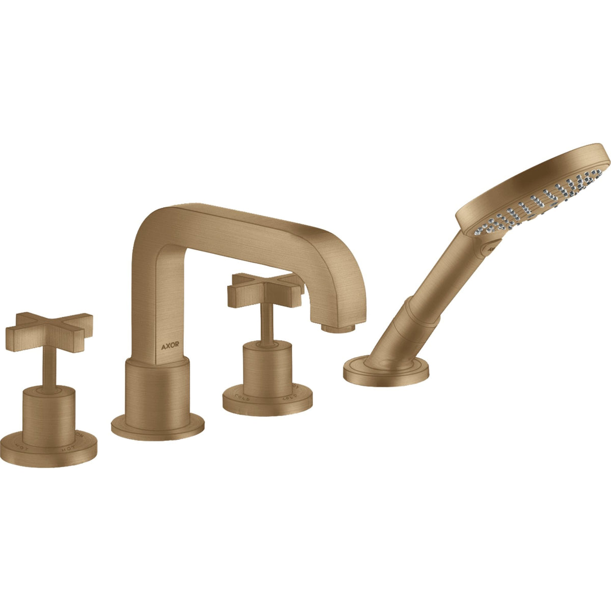 AXOR-Citterio-4-hole-tile-mounted-bath-mixer-with-cross-handles-and-escutcheons-Brushed-Bronze-39453140