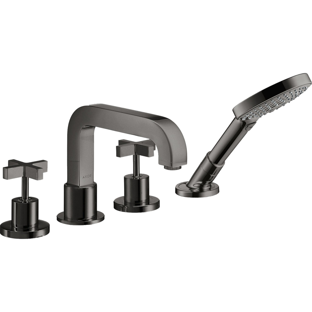 AXOR-Citterio-4-hole-tile-mounted-bath-mixer-with-cross-handles-and-escutcheons-Polished-Black-Chrome-39453330
