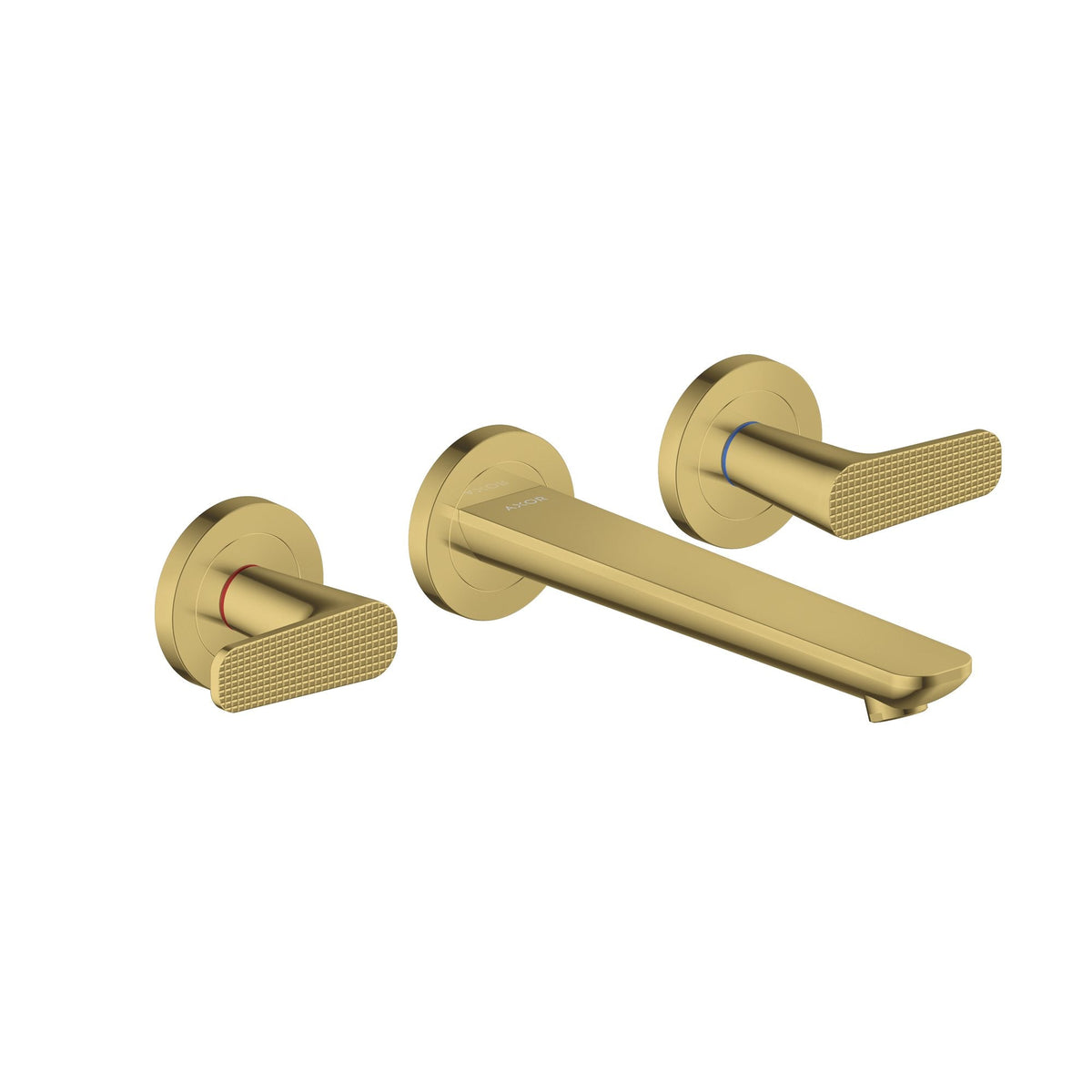 AXOR-Citterio-C-3-hole-basin-mixer-for-concealed-installation-wall-mounted-with-spout-195-mm-cubic-cut-Polished-Gold-Optic-49071990