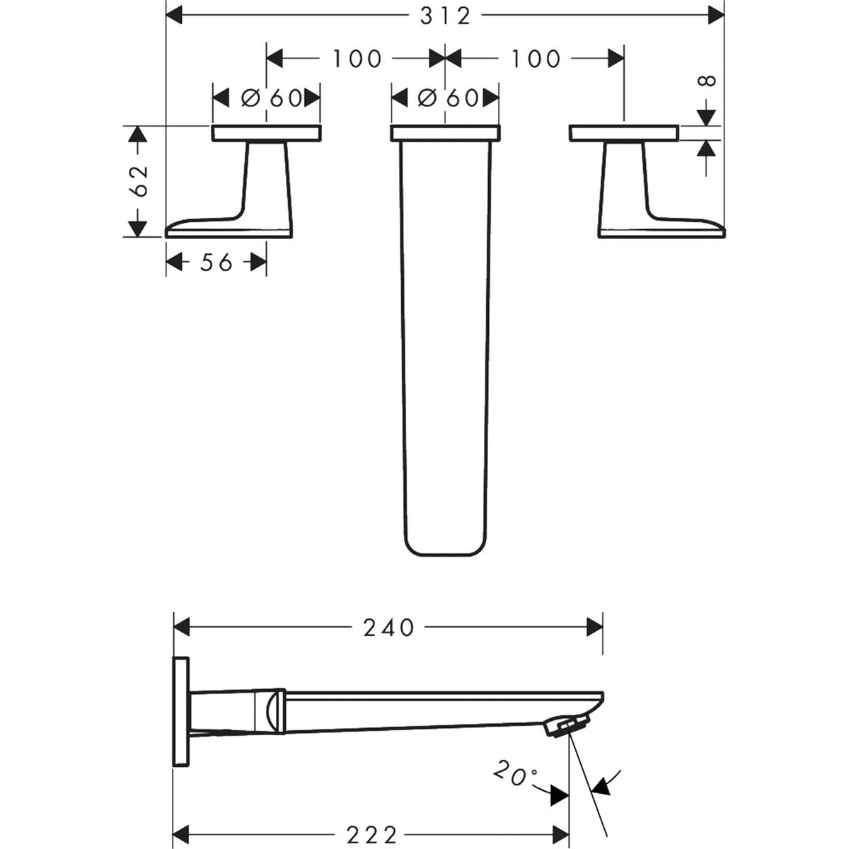 AXOR-Citterio-C-3-hole-bath-mixer-for-concealed-installation-wall-mounted-cubic-cut-49483-technical-02