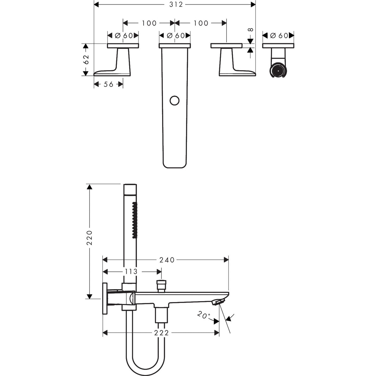 AXOR-Citterio-C-3-hole-bath-mixer-for-concealed-installation-wall-mounted-with-hand-shower-49480-technical-02