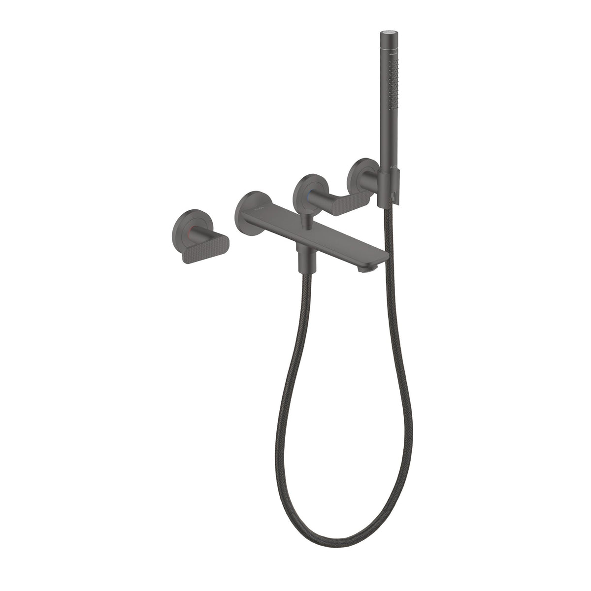 AXOR-Citterio-C-3-hole-bath-mixer-for-concealed-installation-wall-mounted-with-hand-shower-cubic-cut-Brushed-Black-Chrome-49481340