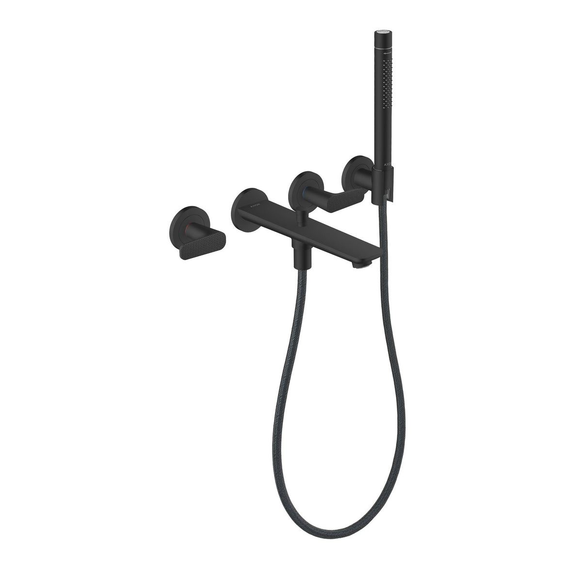AXOR-Citterio-C-3-hole-bath-mixer-for-concealed-installation-wall-mounted-with-hand-shower-cubic-cut-Matt-Black-49481670