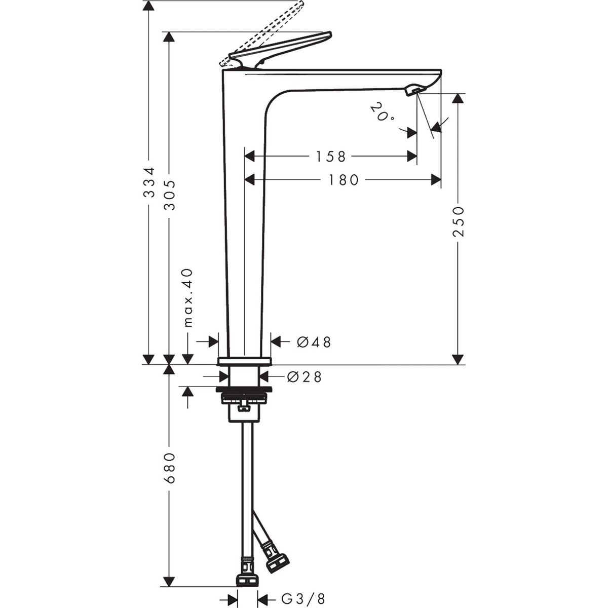 AXOR-Citterio-C-Single-lever-basin-mixer-250-with-CoolStart-and-waste-set-cubic-cut-49051-technical-01