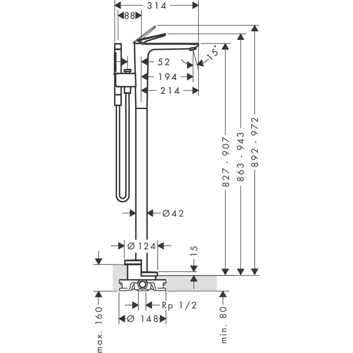 AXOR-Citterio-C-Single-lever-bath-mixer-floor-standing-cubic-cut-49441-technical-02