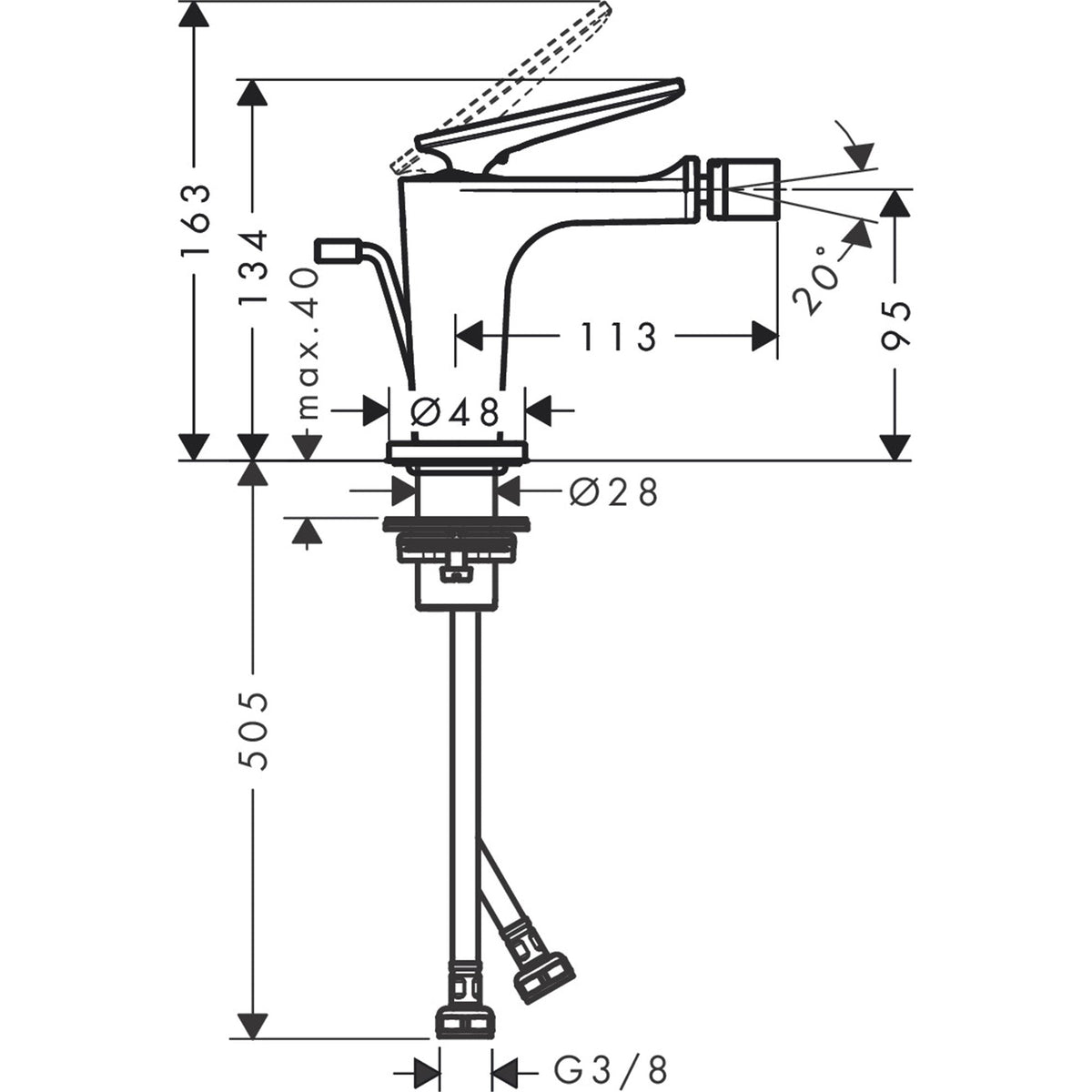 AXOR-Citterio-C-Single-lever-bidet-mixer-with-pop-up-waste-set-49210-technical-01