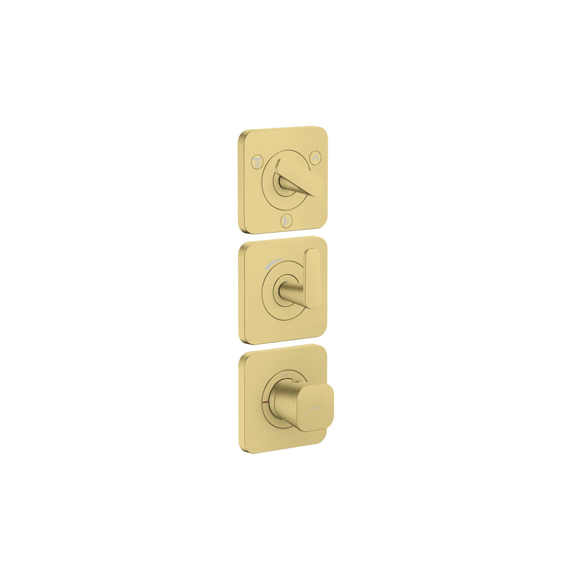 AXOR-Citterio-C-Thermostatic-module-380-120-for-concealed-installation-with-escutcheons-for-3-functions-Brushed-Brass-49710950