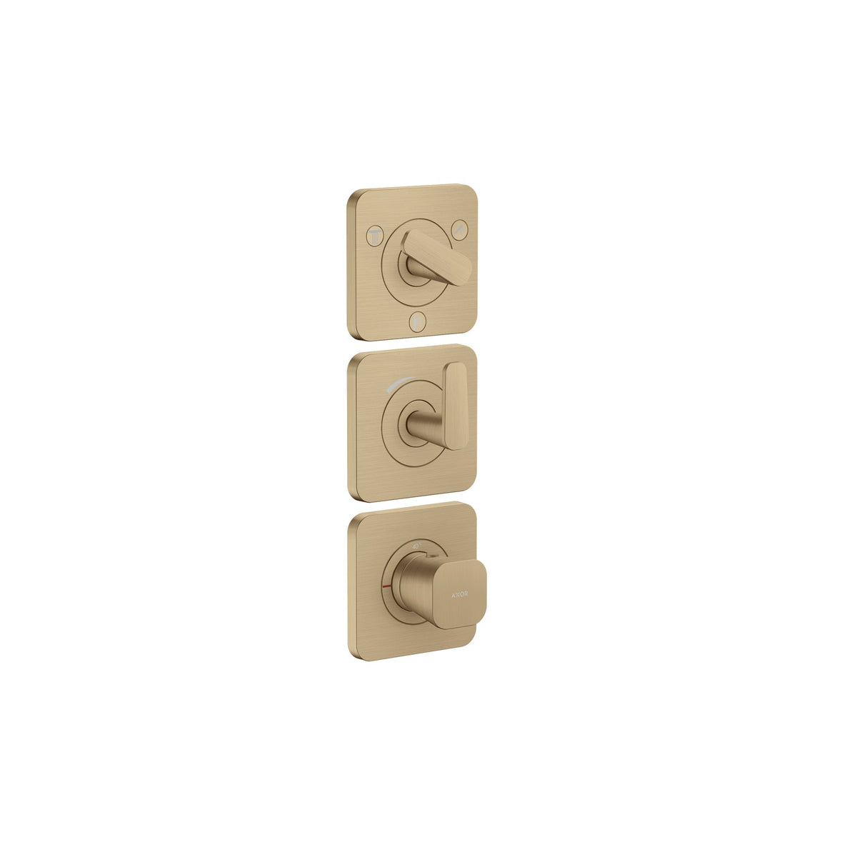 AXOR-Citterio-C-Thermostatic-module-380-120-for-concealed-installation-with-escutcheons-for-3-functions-Brushed-Bronze-49710140
