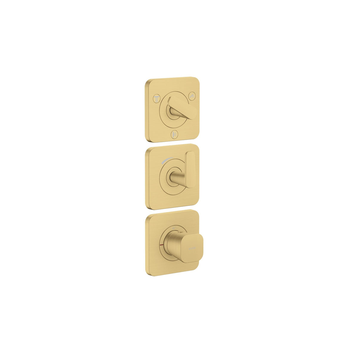 AXOR-Citterio-C-Thermostatic-module-380-120-for-concealed-installation-with-escutcheons-for-3-functions-Brushed-Gold-Optic-49710250