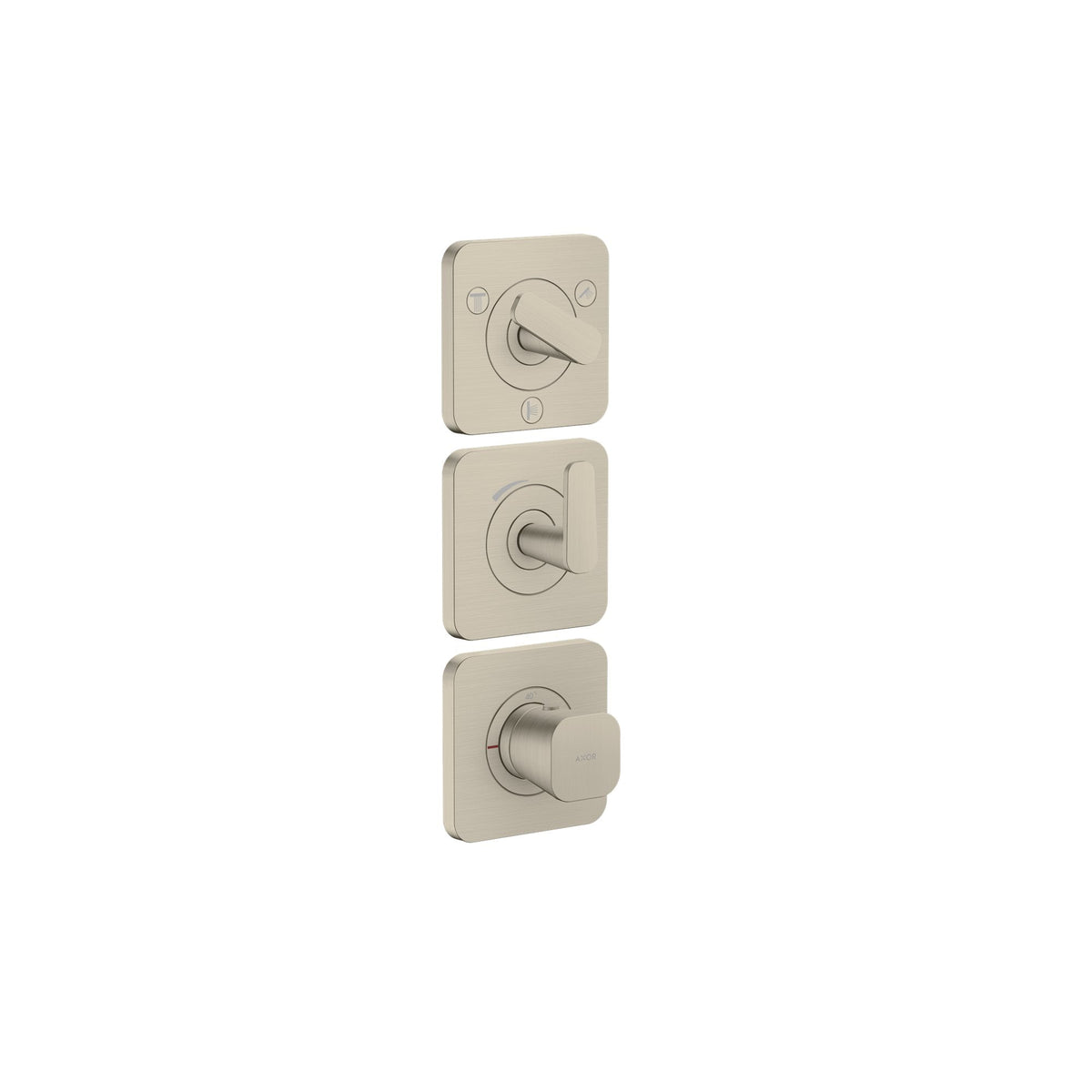 AXOR-Citterio-C-Thermostatic-module-380-120-for-concealed-installation-with-escutcheons-for-3-functions-Brushed-Nickel-49710820