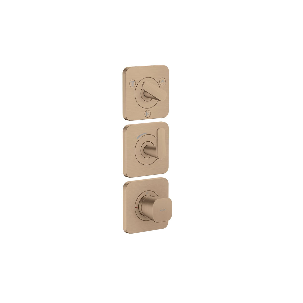 AXOR-Citterio-C-Thermostatic-module-380-120-for-concealed-installation-with-escutcheons-for-3-functions-Brushed-Red-Gold-49710310