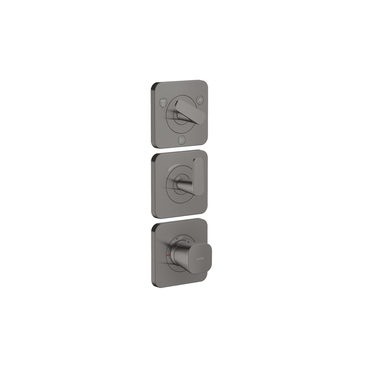 AXOR-Citterio-C-Thermostatic-module-380-120-for-concealed-installation-with-escutcheons-for-3-functions-Polished-Black-Chrome-49710330