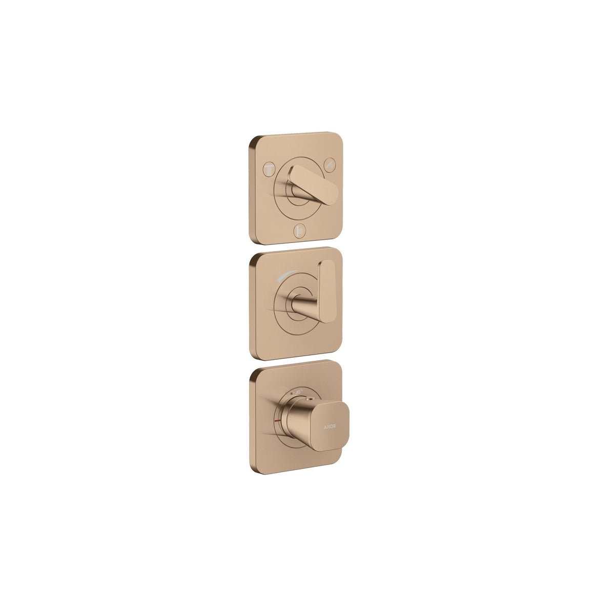 AXOR-Citterio-C-Thermostatic-module-380-120-for-concealed-installation-with-escutcheons-for-3-functions-Polished-Red-Gold-49710300