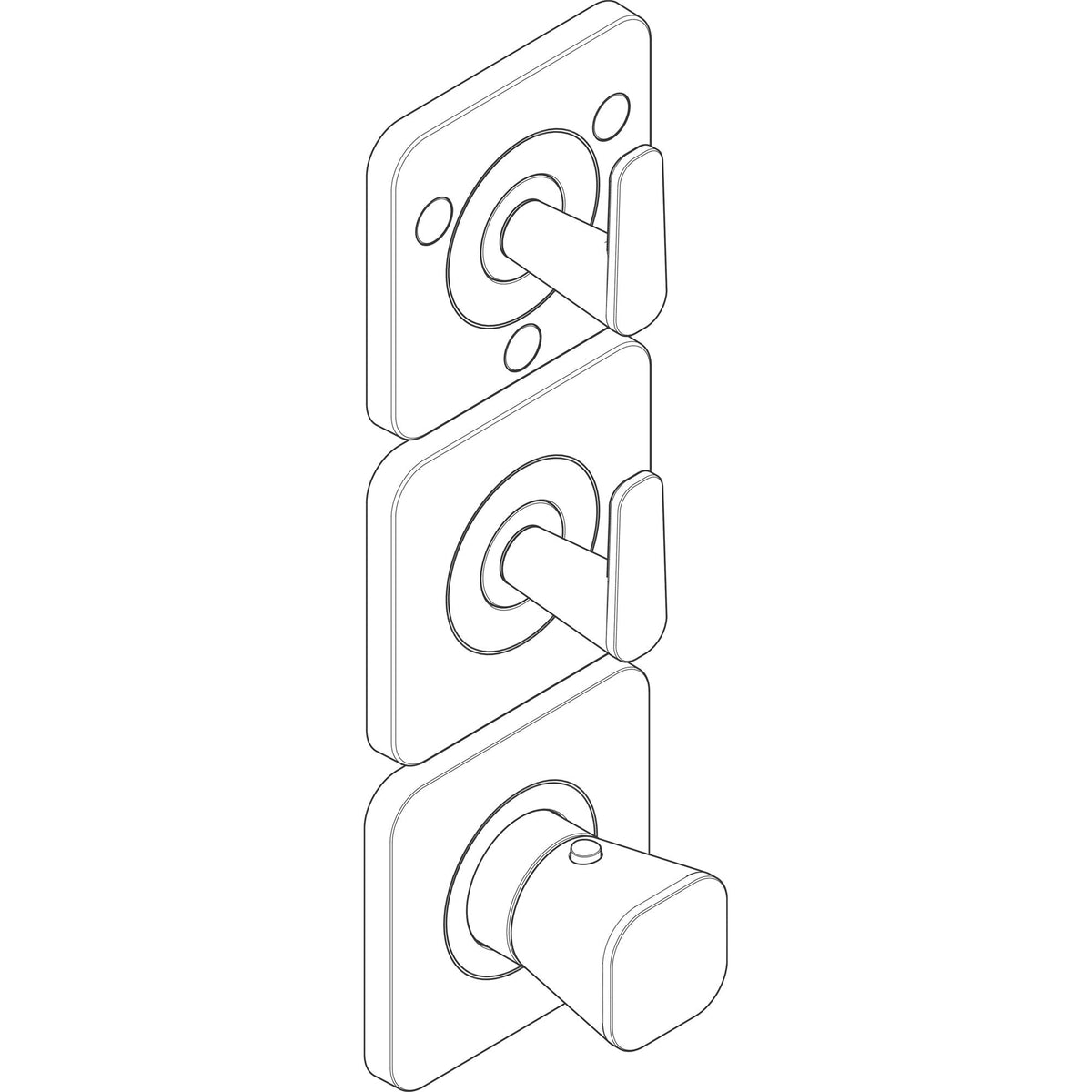 AXOR-Citterio-C-Thermostatic-module-380-120-for-concealed-installation-with-escutcheons-for-3-functions-cubic-cut-49711-technical-03