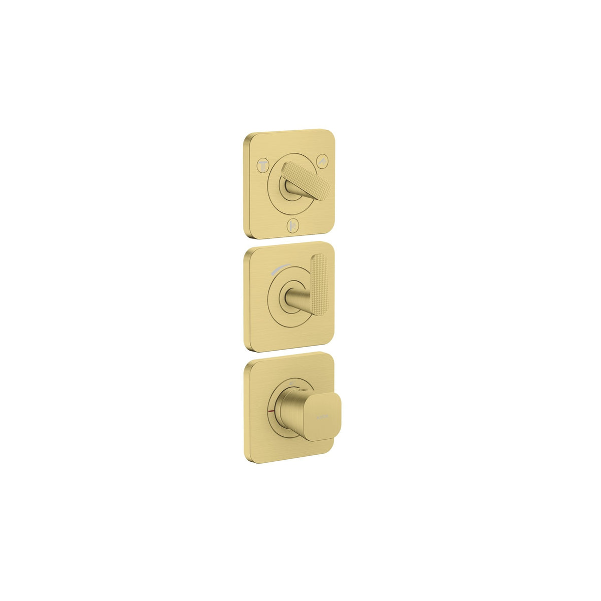 AXOR-Citterio-C-Thermostatic-module-380-120-for-concealed-installation-with-escutcheons-for-3-functions-cubic-cut-Brushed-Brass-49711950