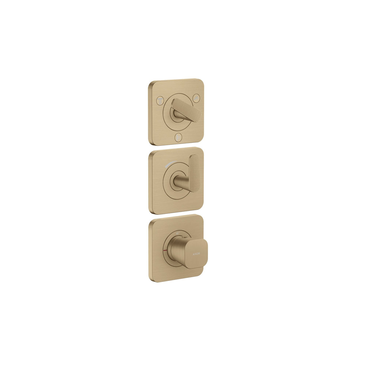 AXOR-Citterio-C-Thermostatic-module-380-120-for-concealed-installation-with-escutcheons-for-3-functions-cubic-cut-Brushed-Bronze-49711140