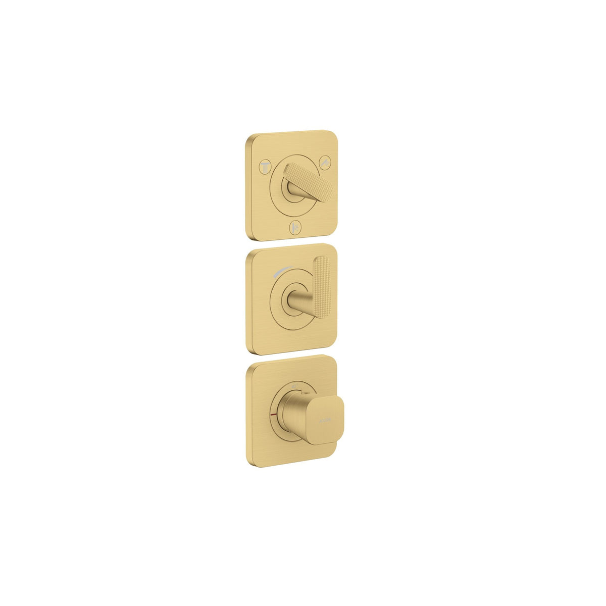 AXOR-Citterio-C-Thermostatic-module-380-120-for-concealed-installation-with-escutcheons-for-3-functions-cubic-cut-Brushed-Gold-Optic-49711250